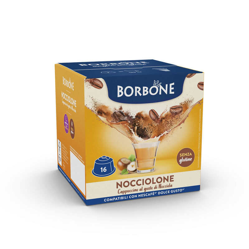 16 Capsulas Borbone NOCCIOLONE Para Bebida Soluble Sabor a Avellana Cappucino